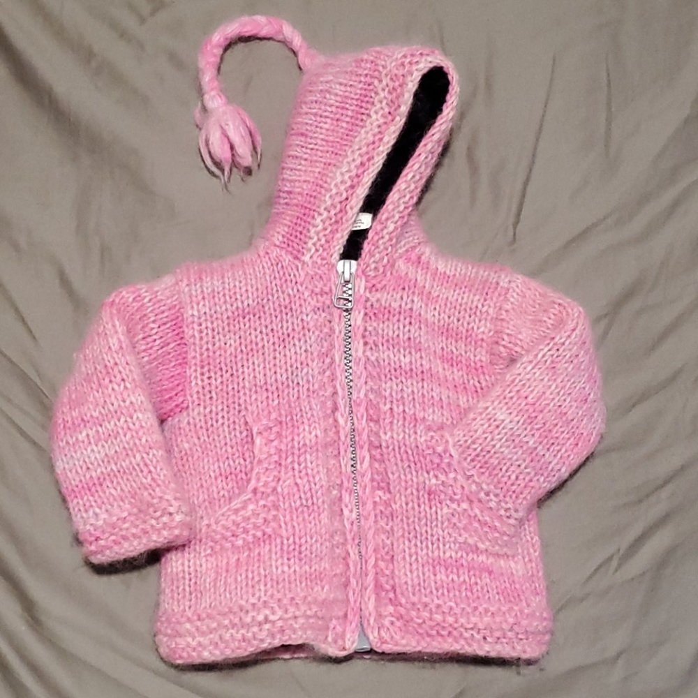 100% wool pink hooded jacket